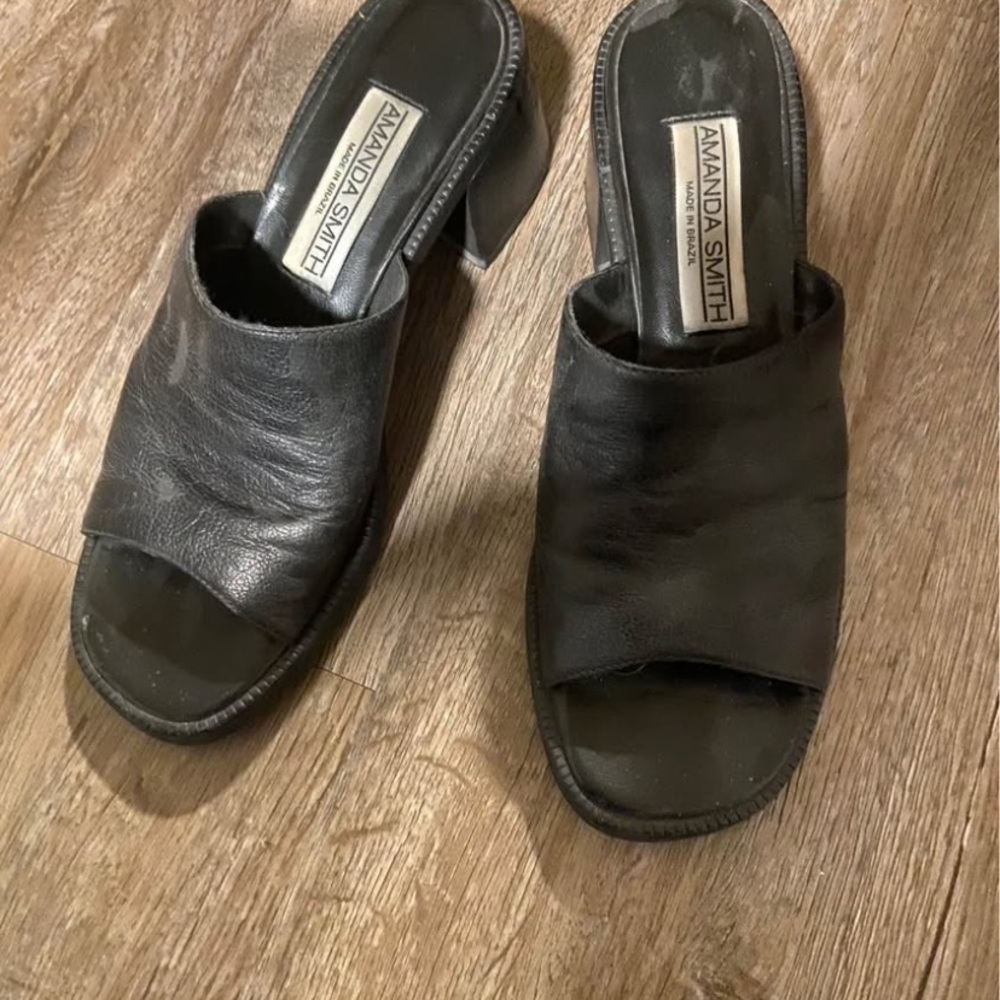 Amanda Smith Black Leather Mules